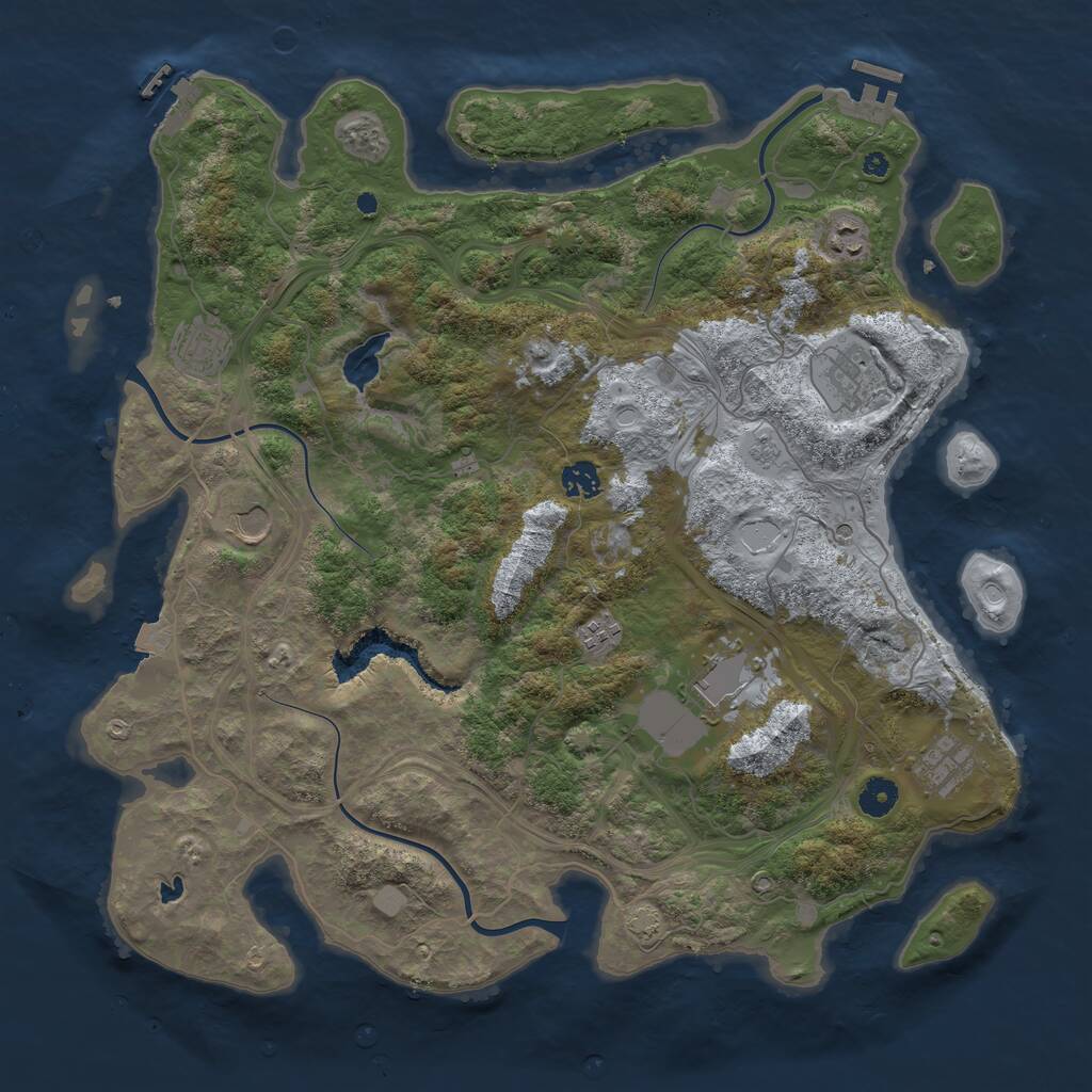 Rust Map: Procedural Map, Size: 4250, Seed: 1232594716, 14 Monuments