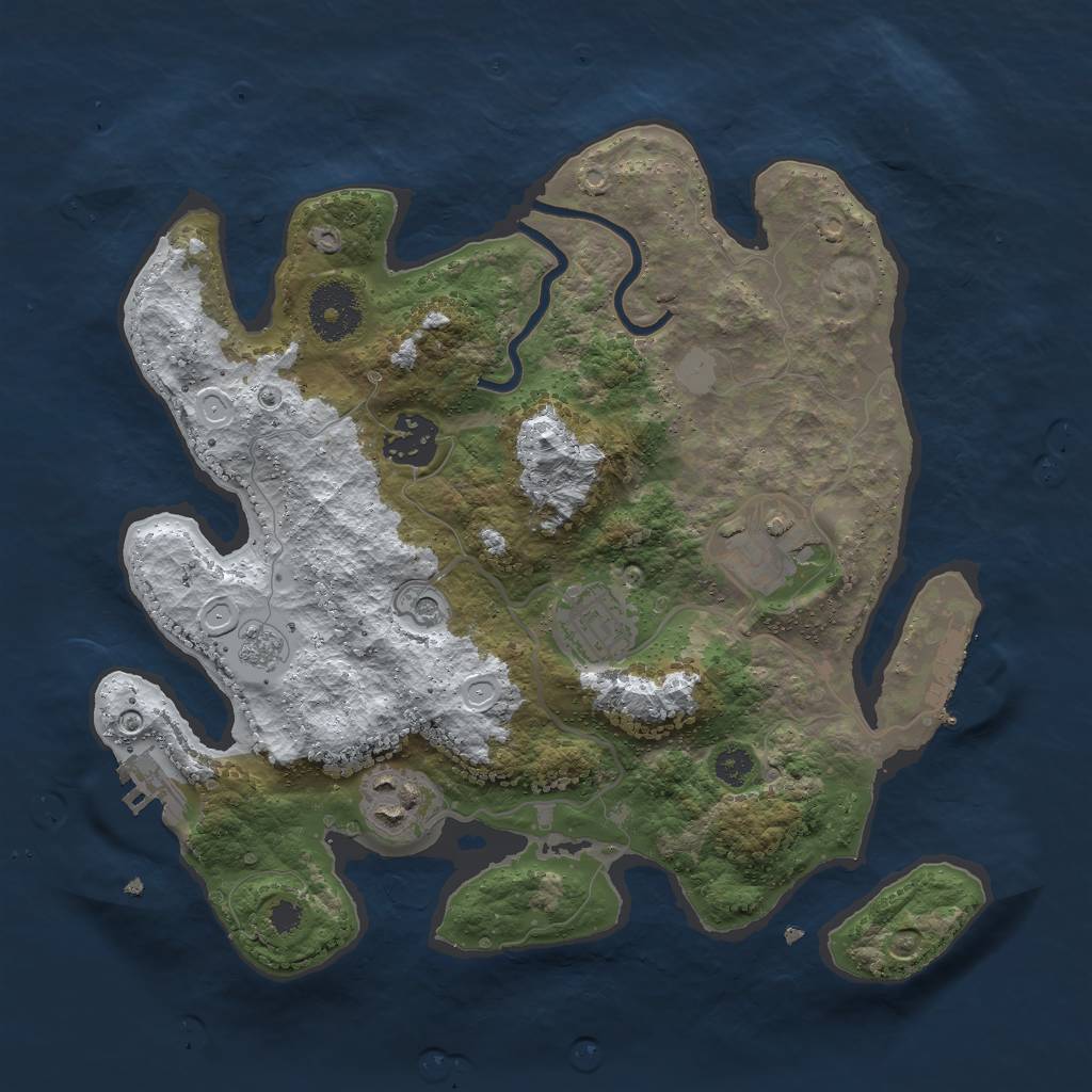 Rust Map: Procedural Map, Size: 3000, Seed: 55001, 13 Monuments