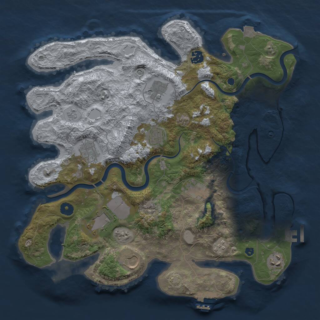 Rust Map: Procedural Map, Size: 3650, Seed: 55555, 15 Monuments