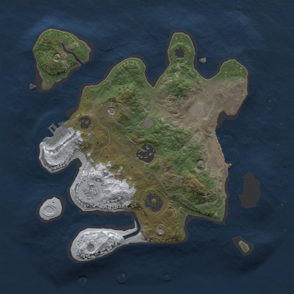 Rust Map: Procedural Map, Size: 2400, Seed: 3334, 10 Monuments