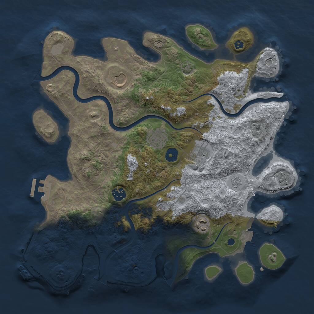 Rust Map: Procedural Map, Size: 3500, Seed: 488281236, 12 Monuments