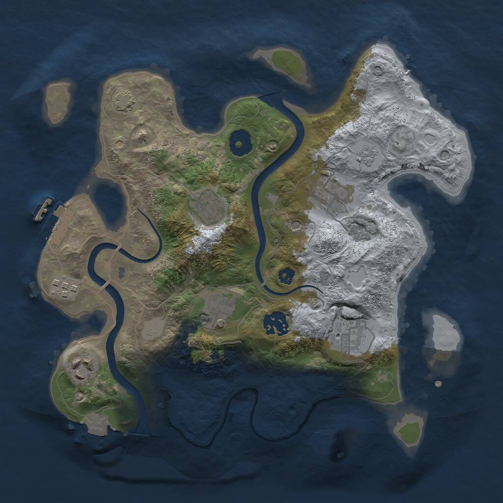 Rust Map: Procedural Map, Size: 3000, Seed: 18717, 12 Monuments