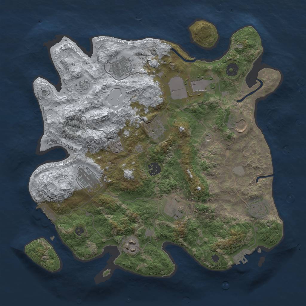Rust Map: Procedural Map, Size: 3500, Seed: 246184735, 19 Monuments