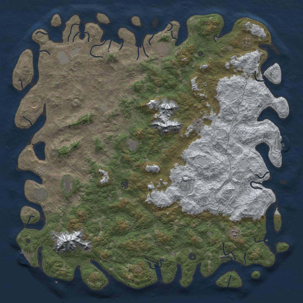 Rust Map: Procedural Map, Size: 6000, Seed: 4181985, 20 Monuments