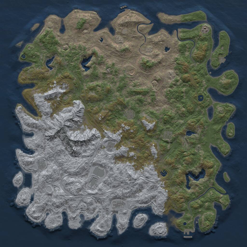 Rust Map: Procedural Map, Size: 6000, Seed: 95348241, 17 Monuments