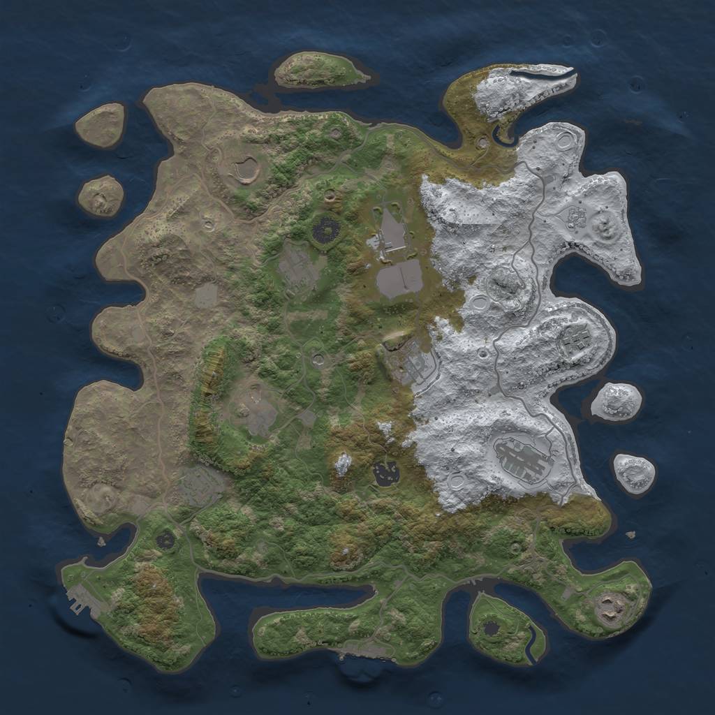 Rust Map: Procedural Map, Size: 4000, Seed: 886449, 19 Monuments