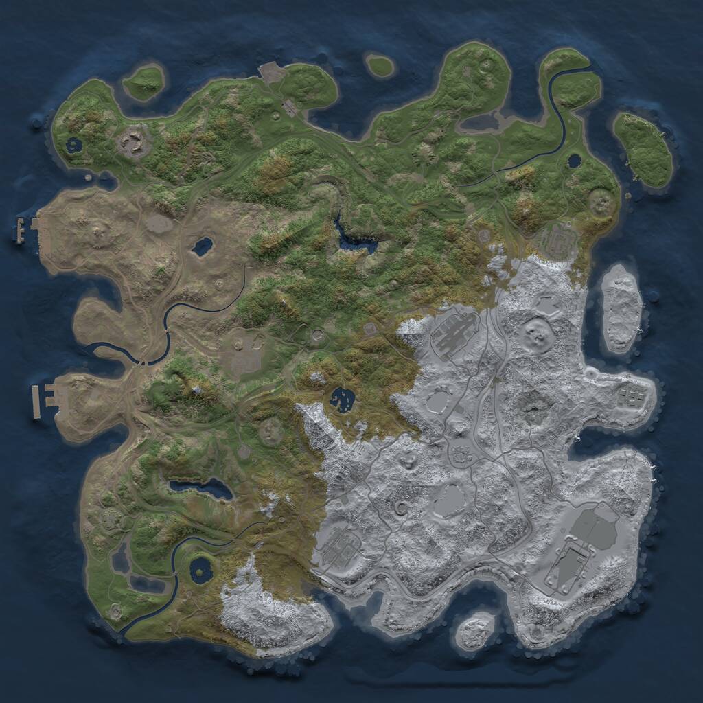 Rust Map: Procedural Map, Size: 4250, Seed: 691238648, 14 Monuments