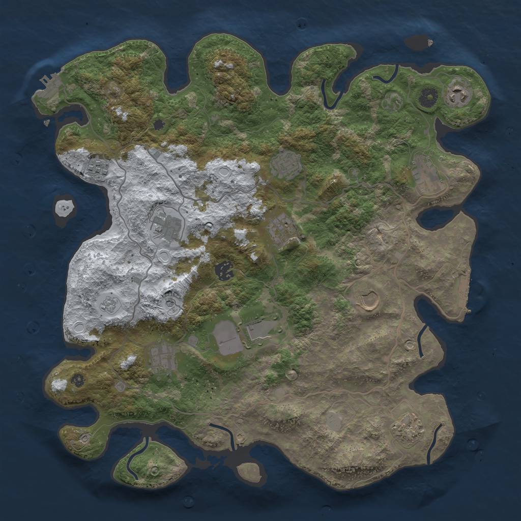 Rust Map: Procedural Map, Size: 4000, Seed: 6564, 20 Monuments