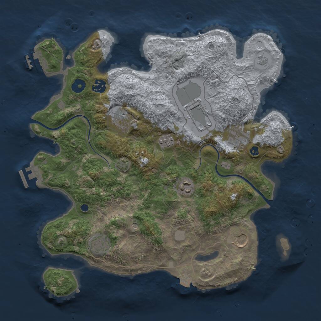 Rust Map: Procedural Map, Size: 3500, Seed: 658641, 14 Monuments