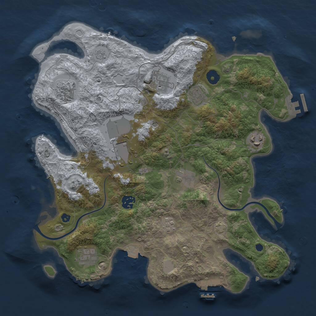 Rust Map: Procedural Map, Size: 3500, Seed: 729693700, 15 Monuments