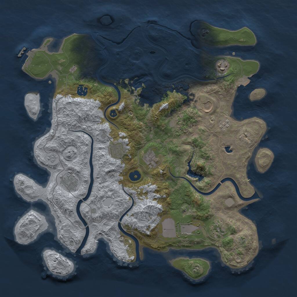 Rust Map: Procedural Map, Size: 4050, Seed: 918450825, 14 Monuments