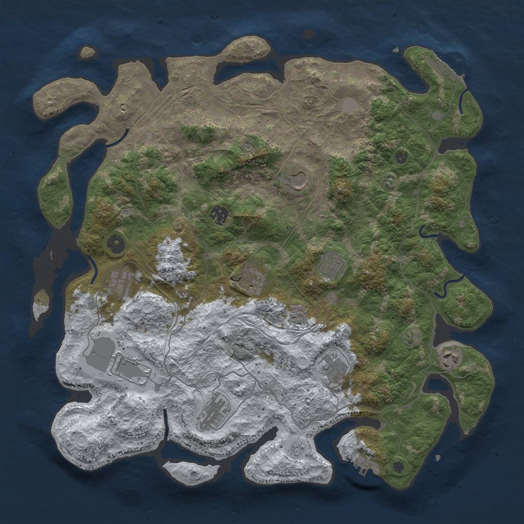 Rust Map: Procedural Map, Size: 4300, Seed: 50785787, 19 Monuments