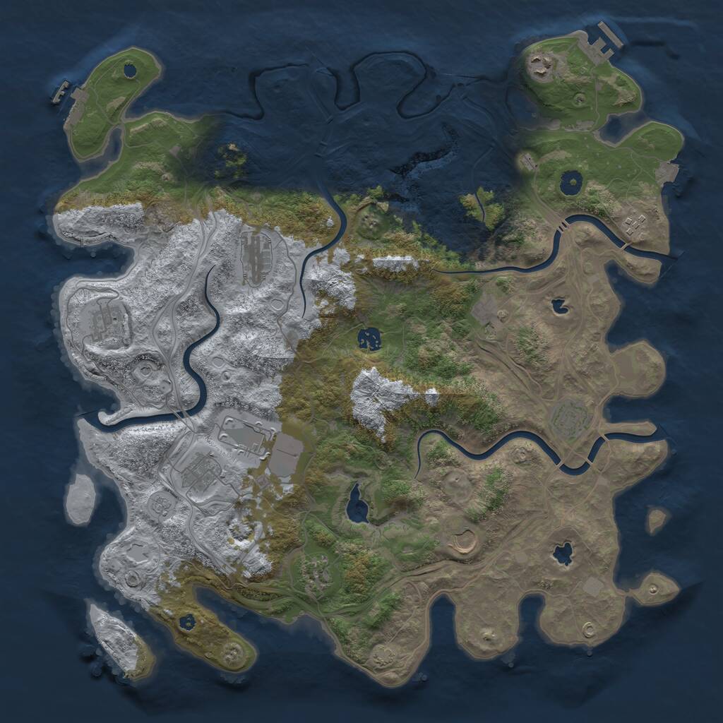 Rust Map: Procedural Map, Size: 4500, Seed: 708449438, 17 Monuments