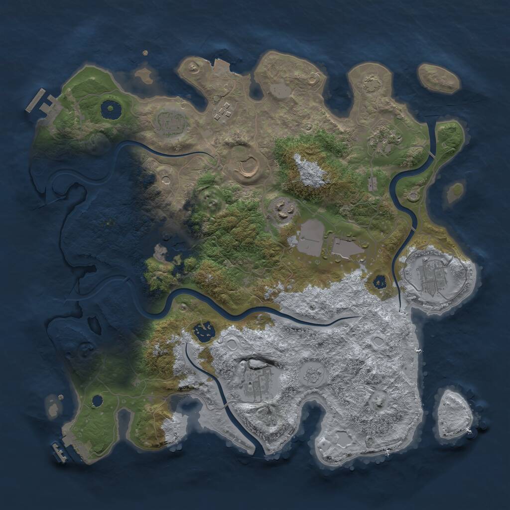 Rust Map: Procedural Map, Size: 3750, Seed: 1605684585, 16 Monuments