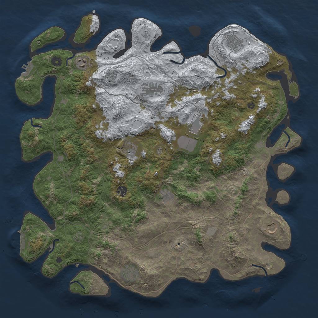 Rust Map: Procedural Map, Size: 4500, Seed: 1877552152, 19 Monuments