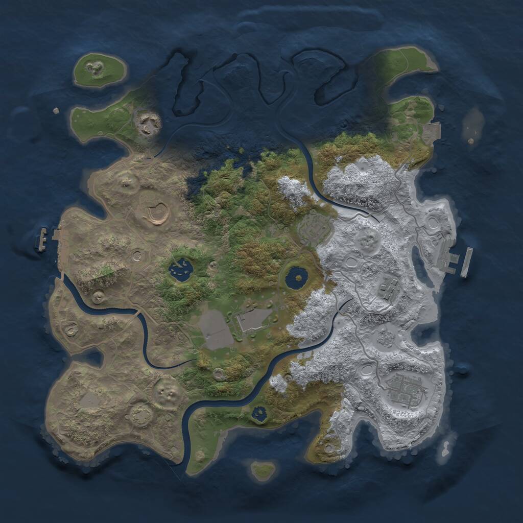 Rust Map: Procedural Map, Size: 3500, Seed: 134924675, 13 Monuments