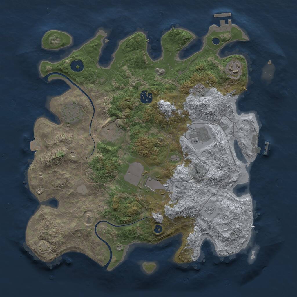 Rust Map: Procedural Map, Size: 3500, Seed: 134924675, 13 Monuments