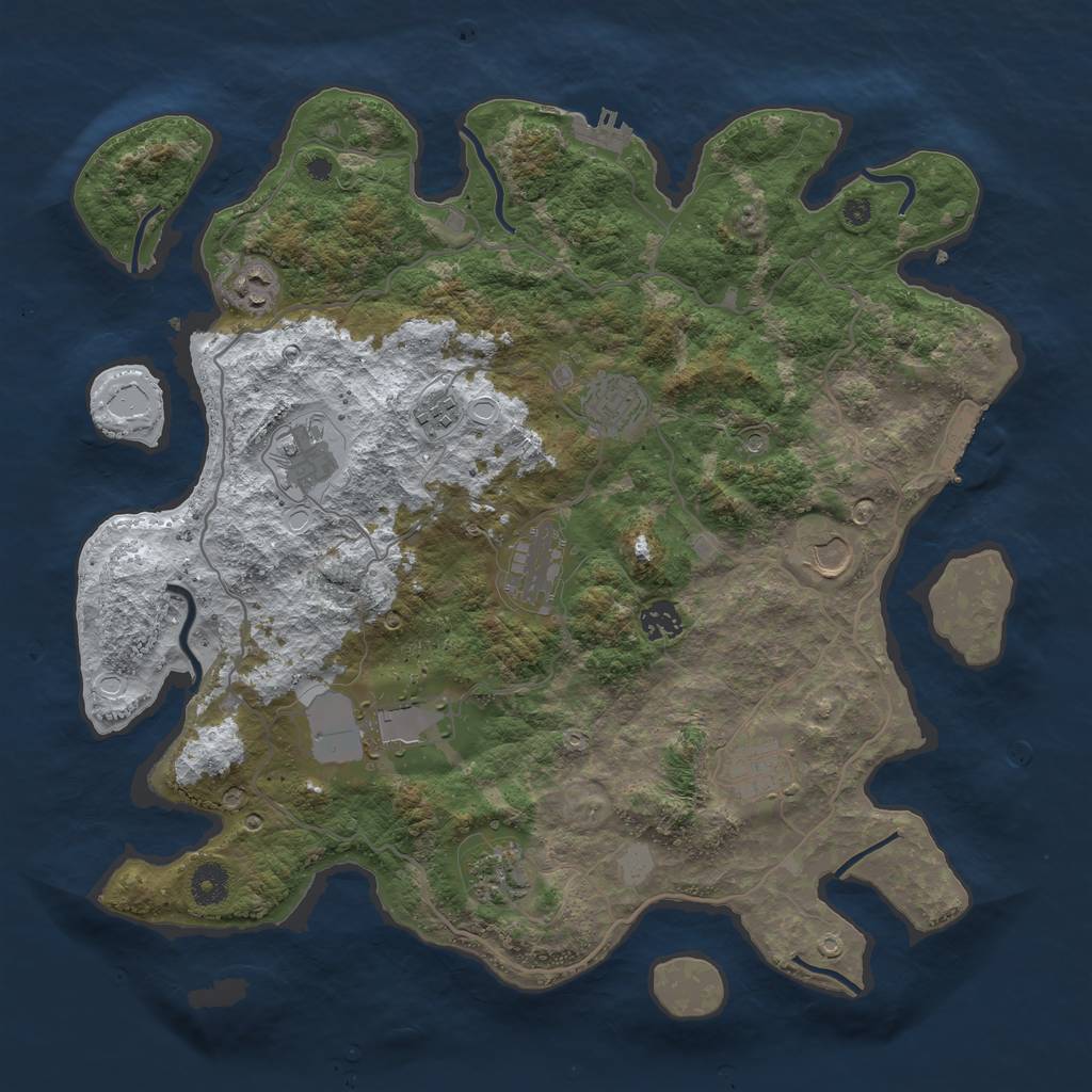 Rust Map: Procedural Map, Size: 4000, Seed: 907832657, 18 Monuments