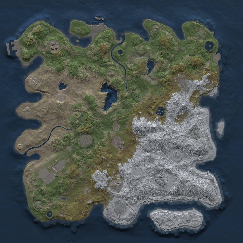 Rust Map: Procedural Map, Size: 4000, Seed: 1870764123, 15 Monuments