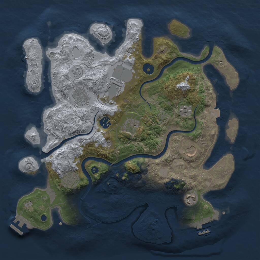Rust Map: Procedural Map, Size: 3500, Seed: 2106184439, 14 Monuments