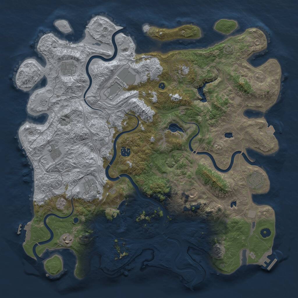 Rust Map: Procedural Map, Size: 4500, Seed: 158986295, 16 Monuments
