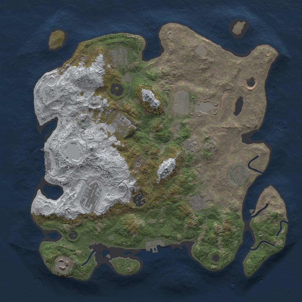 Rust Map: Procedural Map, Size: 3500, Seed: 1442, 19 Monuments