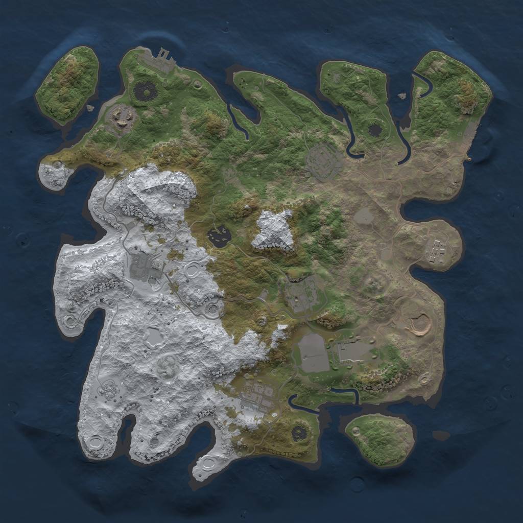 Rust Map: Procedural Map, Size: 3500, Seed: 1296051995, 18 Monuments