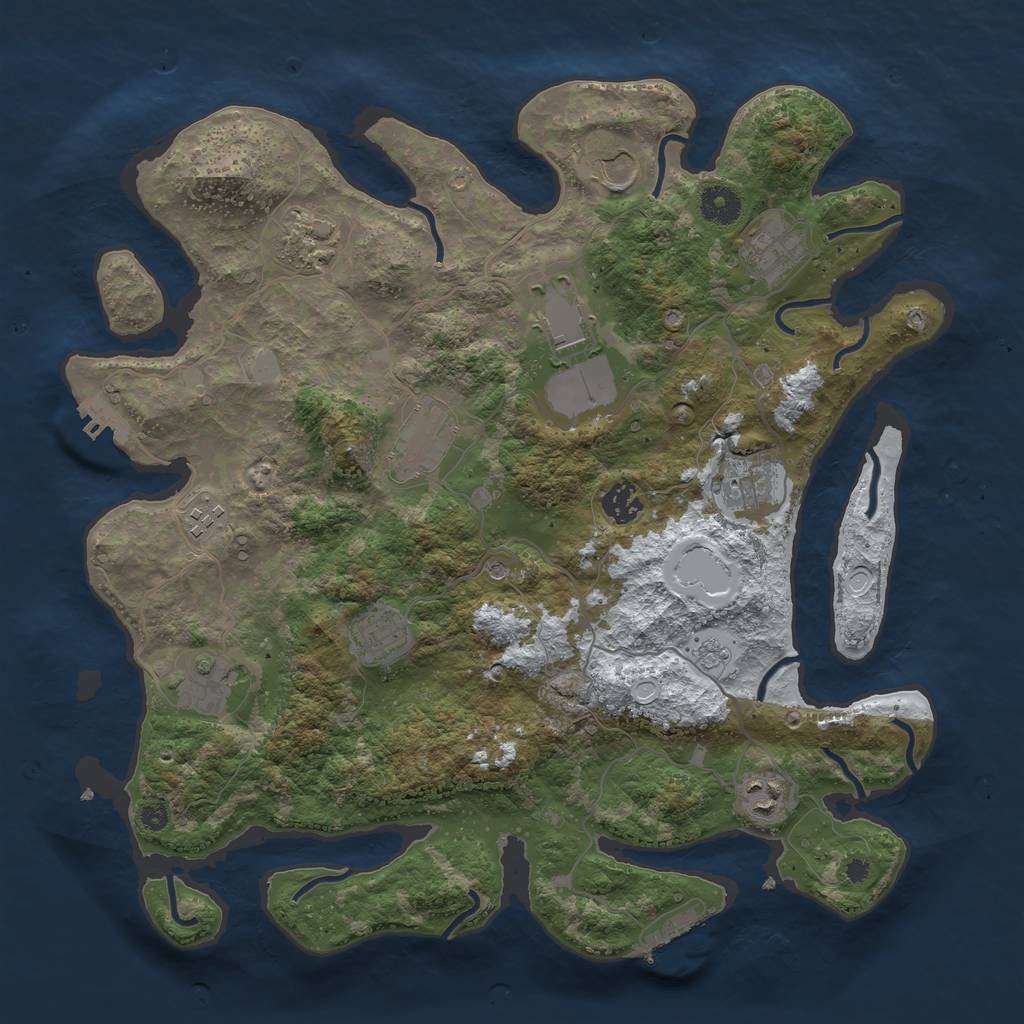 Rust Map: Procedural Map, Size: 3850, Seed: 753399446, 20 Monuments