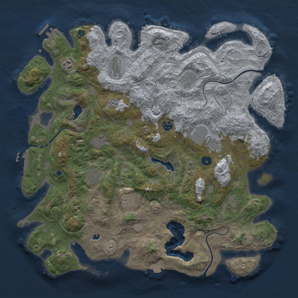 Rust Map: Procedural Map, Size: 4500, Seed: 6123, 16 Monuments