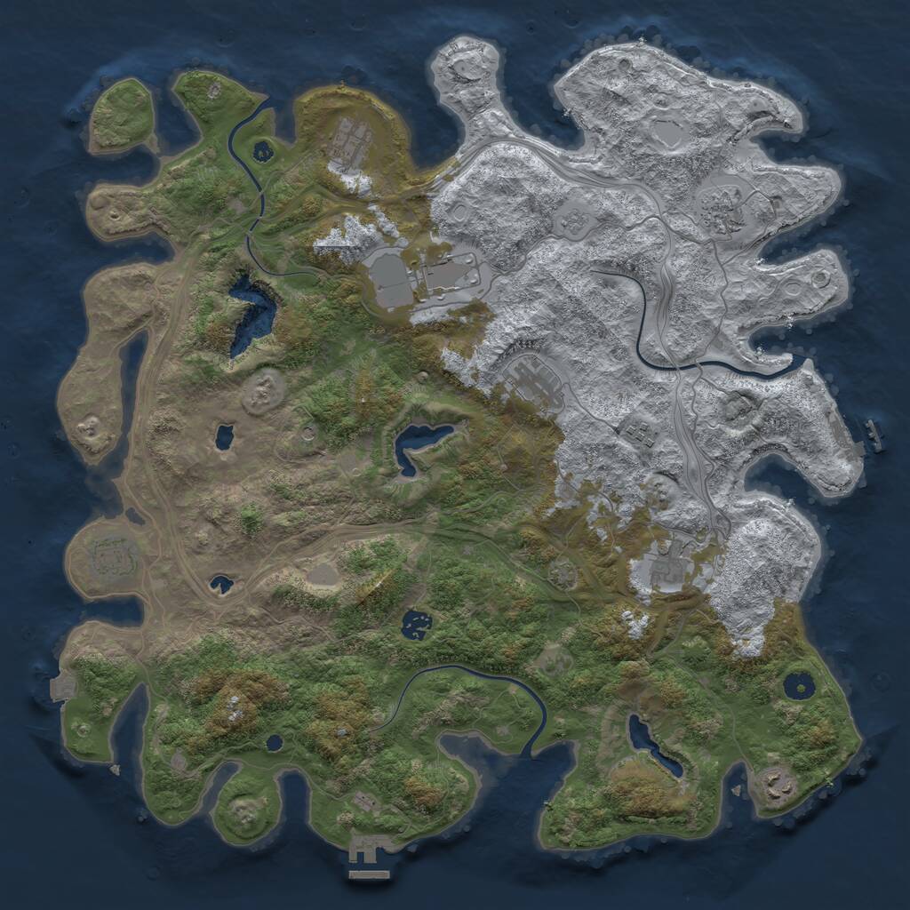 Rust Map: Procedural Map, Size: 4500, Seed: 1736664660, 15 Monuments