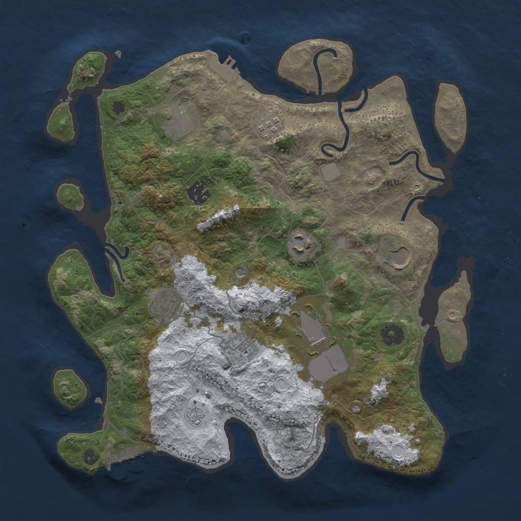 Rust Map: Procedural Map, Size: 3500, Seed: 974845448, 17 Monuments