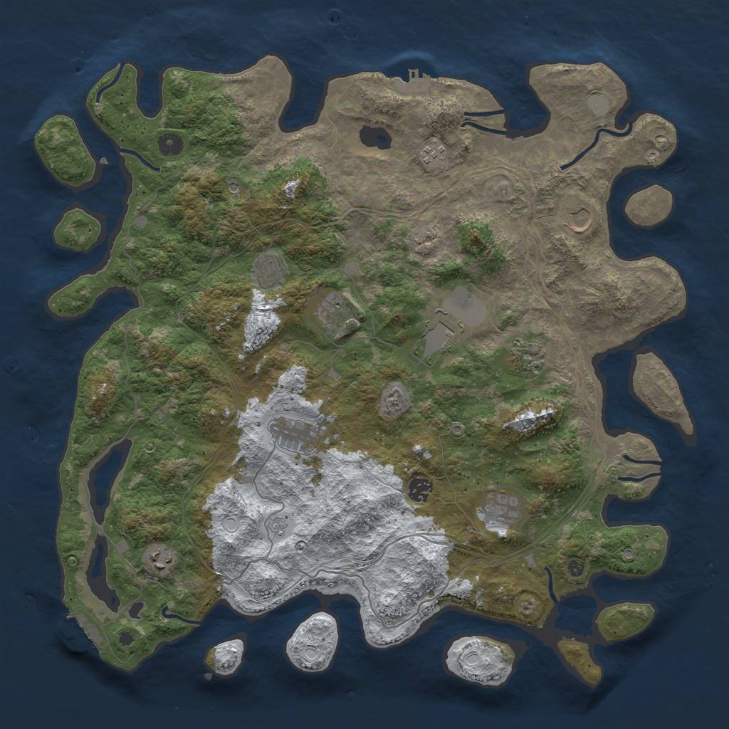 Rust Map: Procedural Map, Size: 4500, Seed: 2277124, 19 Monuments
