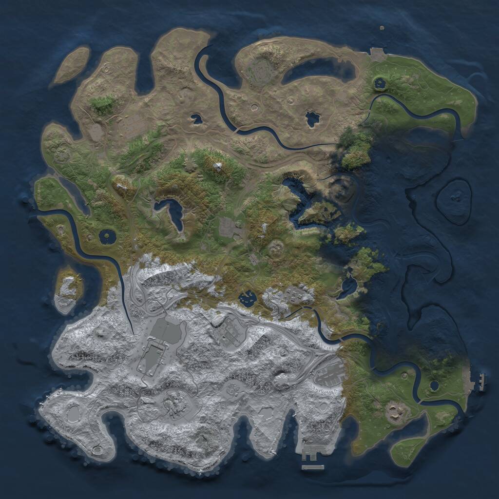 Rust Map: Procedural Map, Size: 4500, Seed: 3448860, 16 Monuments
