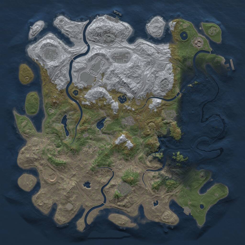 Rust Map: Procedural Map, Size: 4500, Seed: 5352429, 17 Monuments