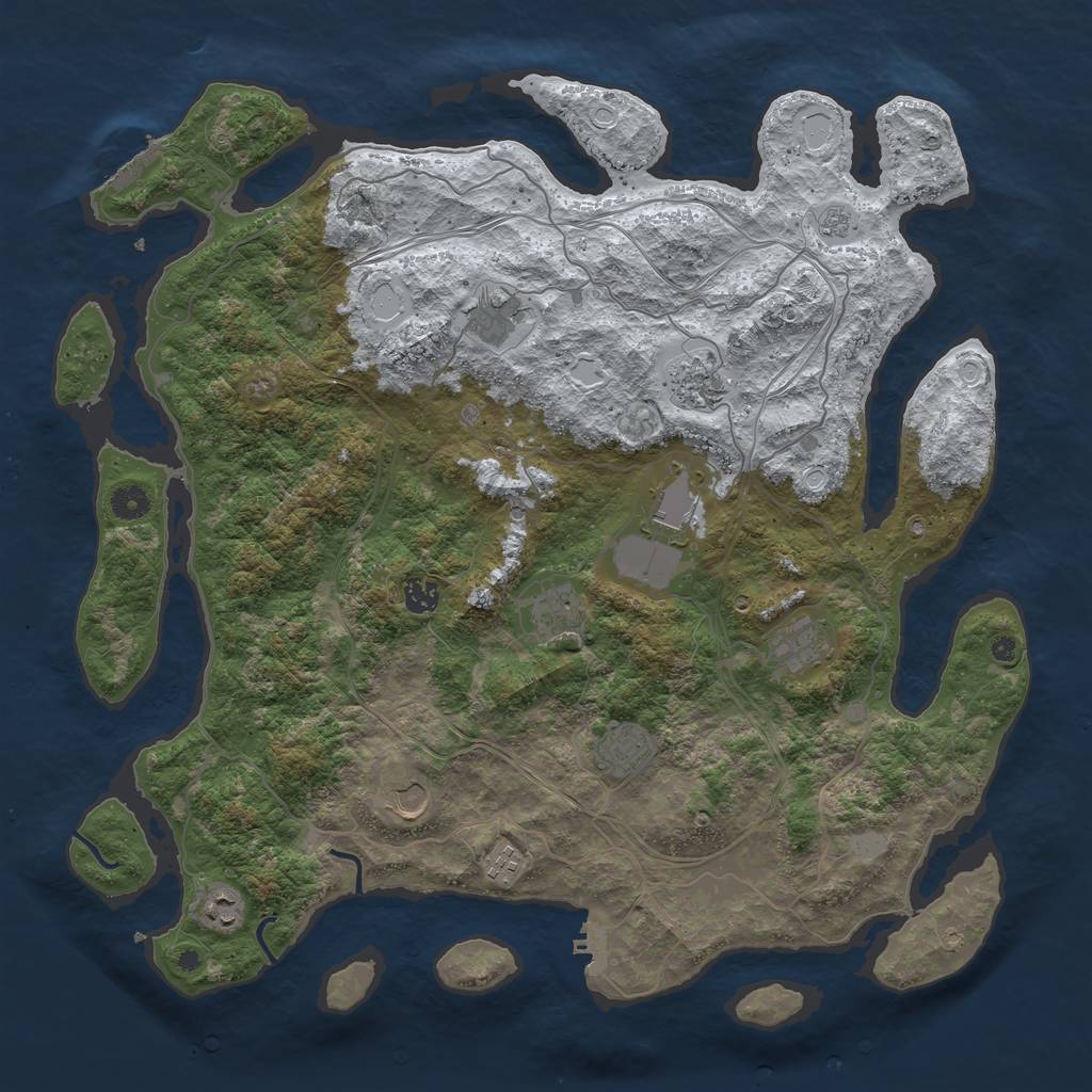 Rust Map: Procedural Map, Size: 4500, Seed: 3729458, 19 Monuments