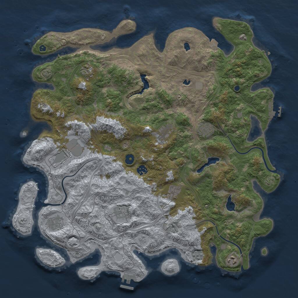 Rust Map: Procedural Map, Size: 4500, Seed: 1258463, 16 Monuments