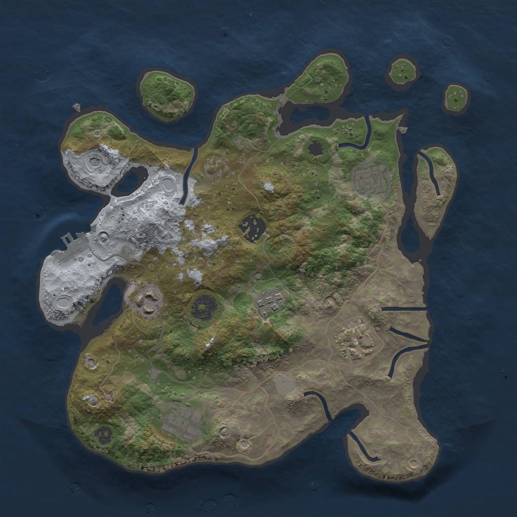 Rust Map: Procedural Map, Size: 3000, Seed: 1051018786, 13 Monuments