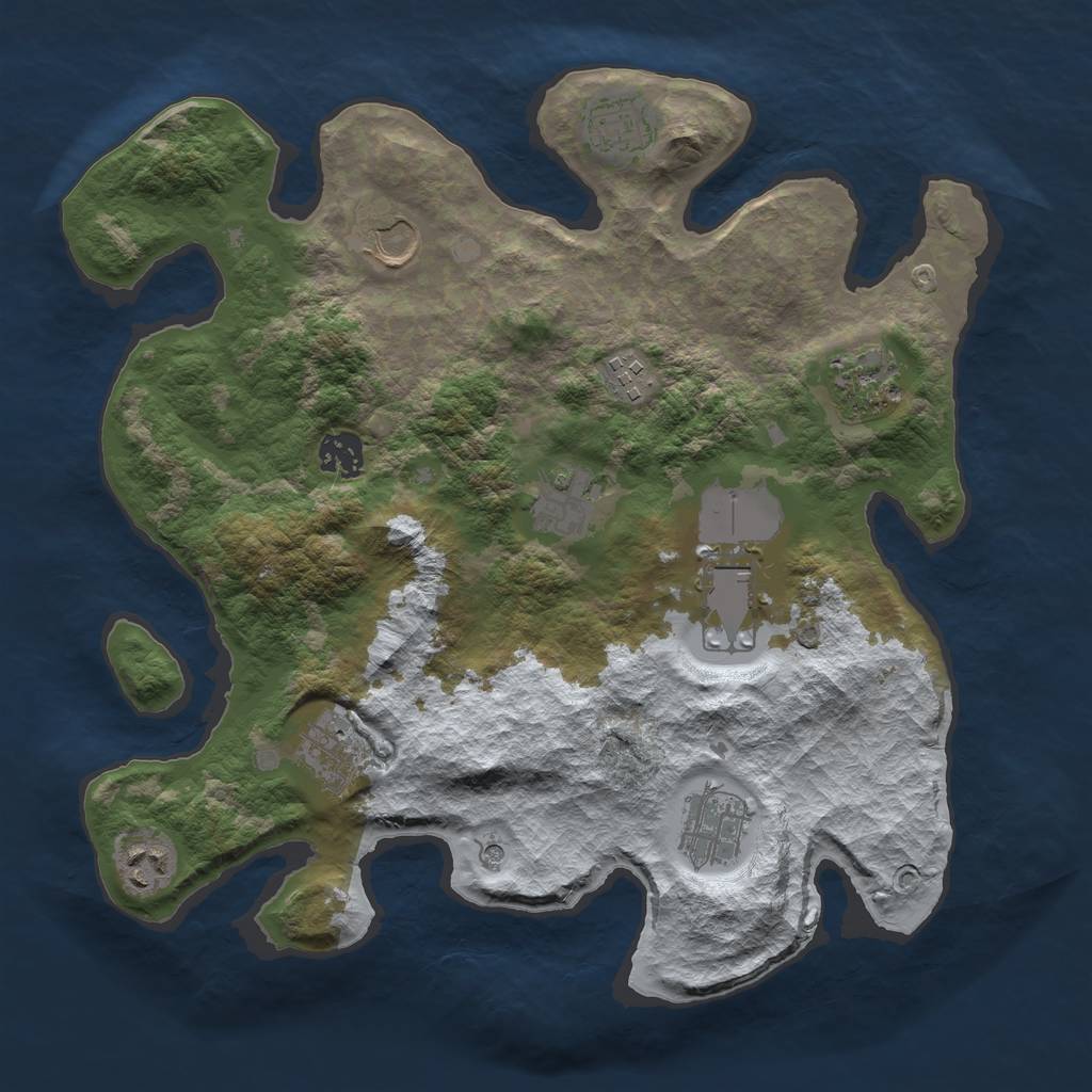 Rust Map: Barren, Size: 3500, Seed: 987528745, 13 Monuments