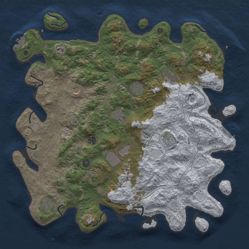 Rust Map: Procedural Map, Size: 4500, Seed: 2319435, 20 Monuments