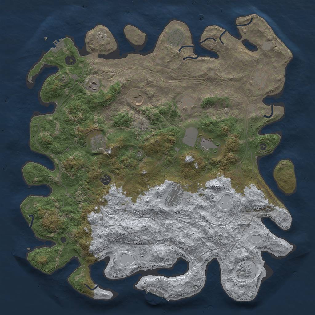 Rust Map: Procedural Map, Size: 4500, Seed: 297848, 20 Monuments