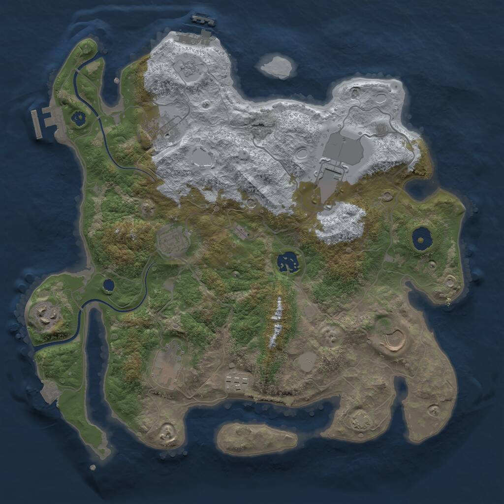 Rust Map: Procedural Map, Size: 3500, Seed: 2086353134, 14 Monuments