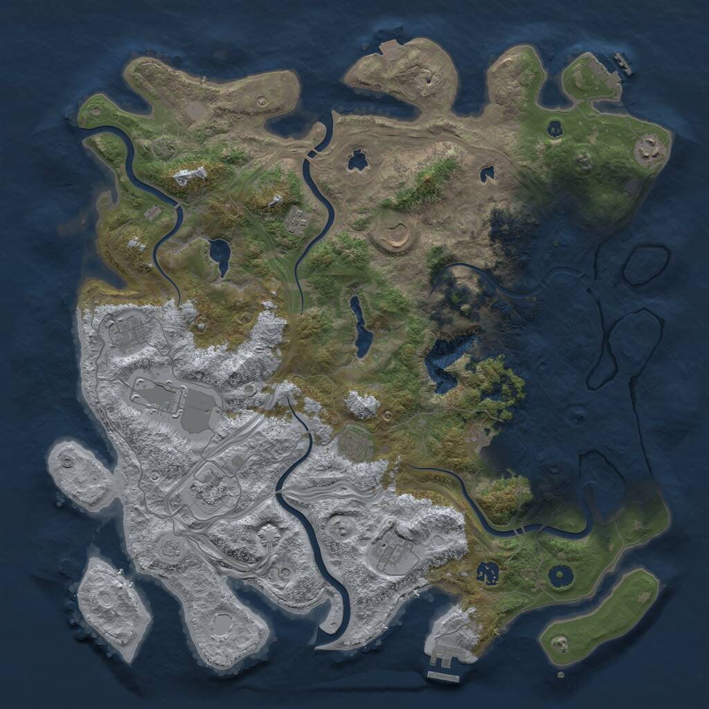 Rust Map: Procedural Map, Size: 4500, Seed: 3911904, 16 Monuments