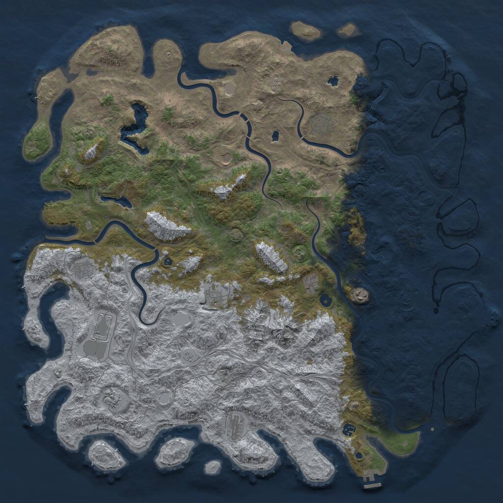 Rust Map: Procedural Map, Size: 6000, Seed: 42876, 17 Monuments