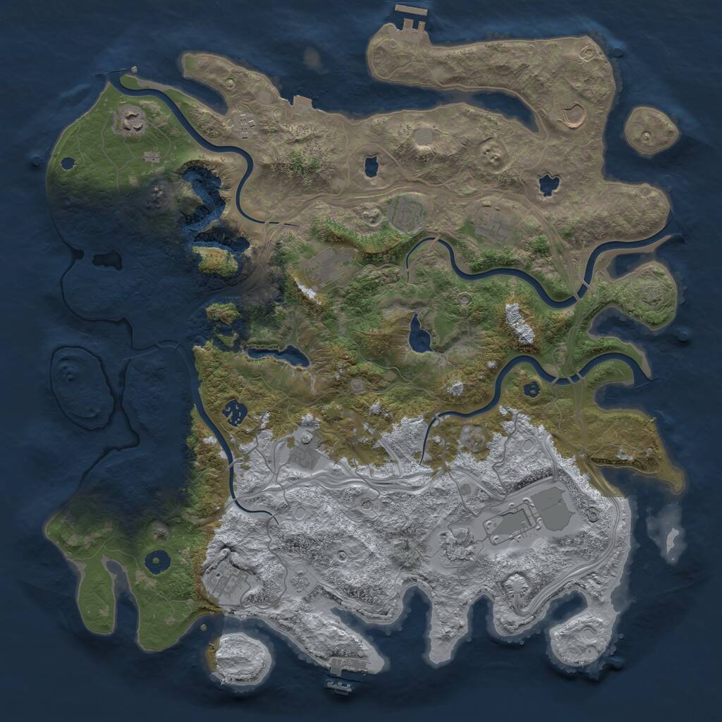 Rust Map: Procedural Map, Size: 4500, Seed: 3840098, 17 Monuments