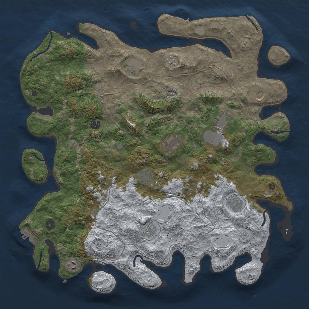Rust Map: Procedural Map, Size: 4500, Seed: 3840098, 19 Monuments