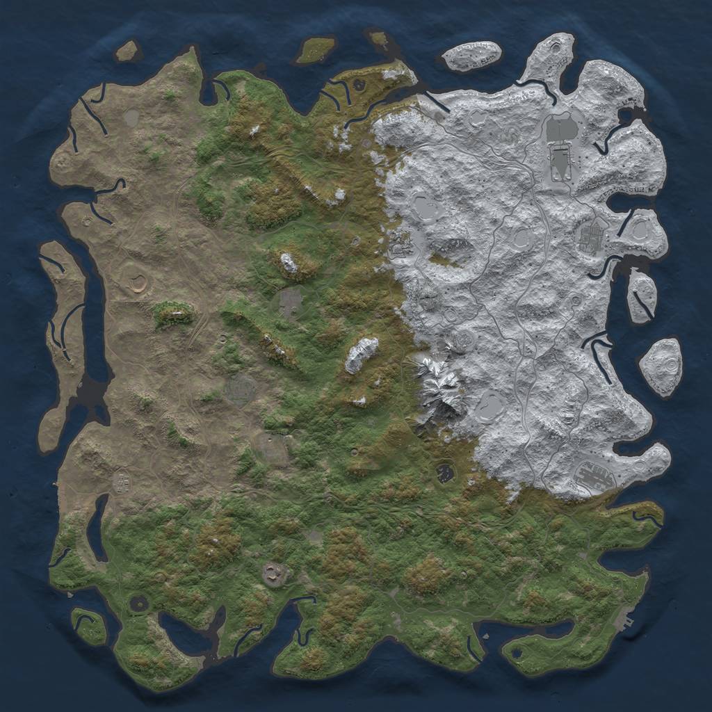 Rust Map: Procedural Map, Size: 6000, Seed: 487631453, 20 Monuments