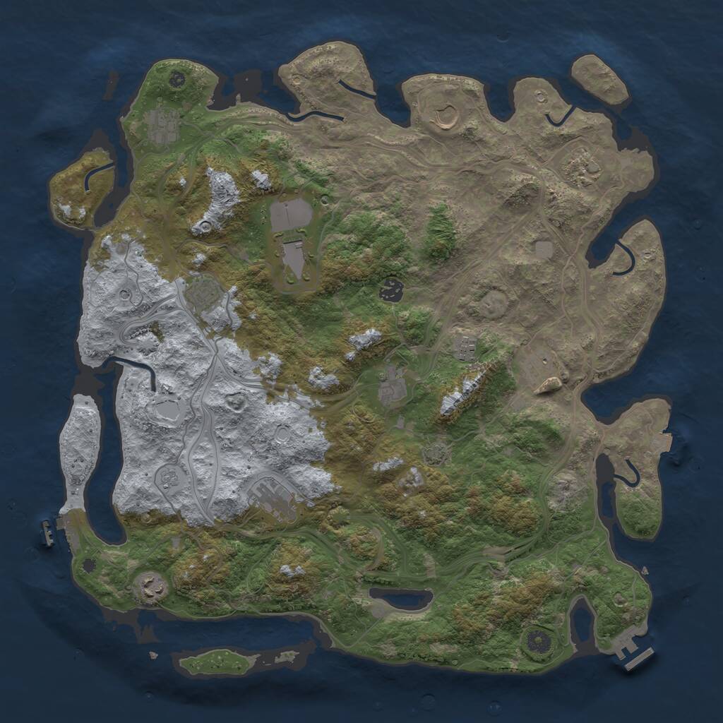 Rust Map: Procedural Map, Size: 4500, Seed: 533789, 17 Monuments