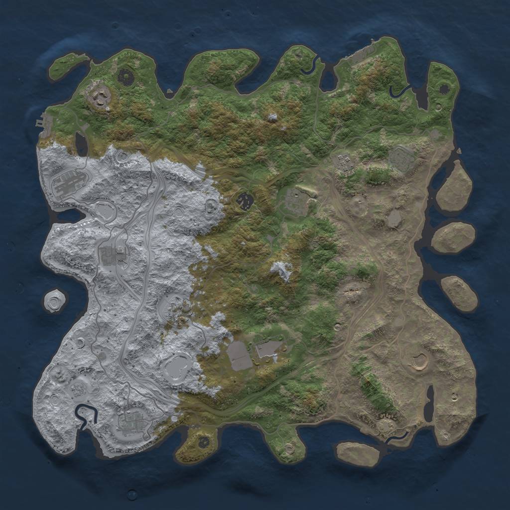 Rust Map: Procedural Map, Size: 4500, Seed: 2609296, 19 Monuments