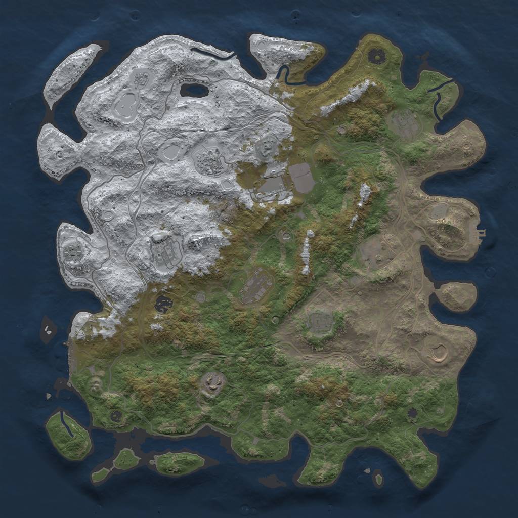 Rust Map: Procedural Map, Size: 4500, Seed: 4946799, 20 Monuments