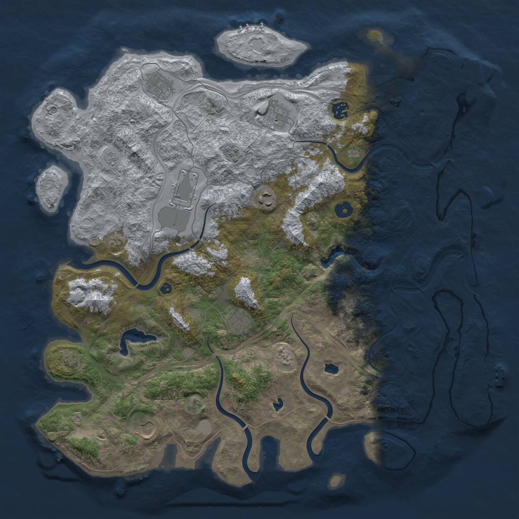 Rust Map: Procedural Map, Size: 4500, Seed: 1949957, 14 Monuments